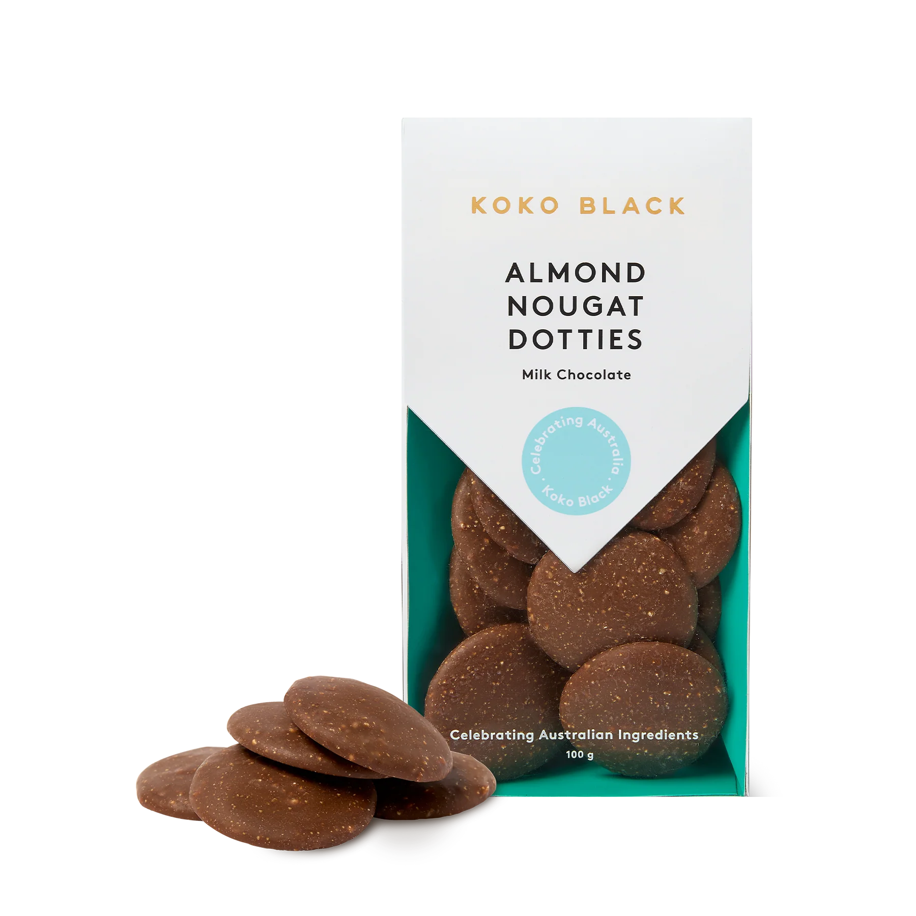 Almond Nougat Dotties 100g | Milk Chocolate